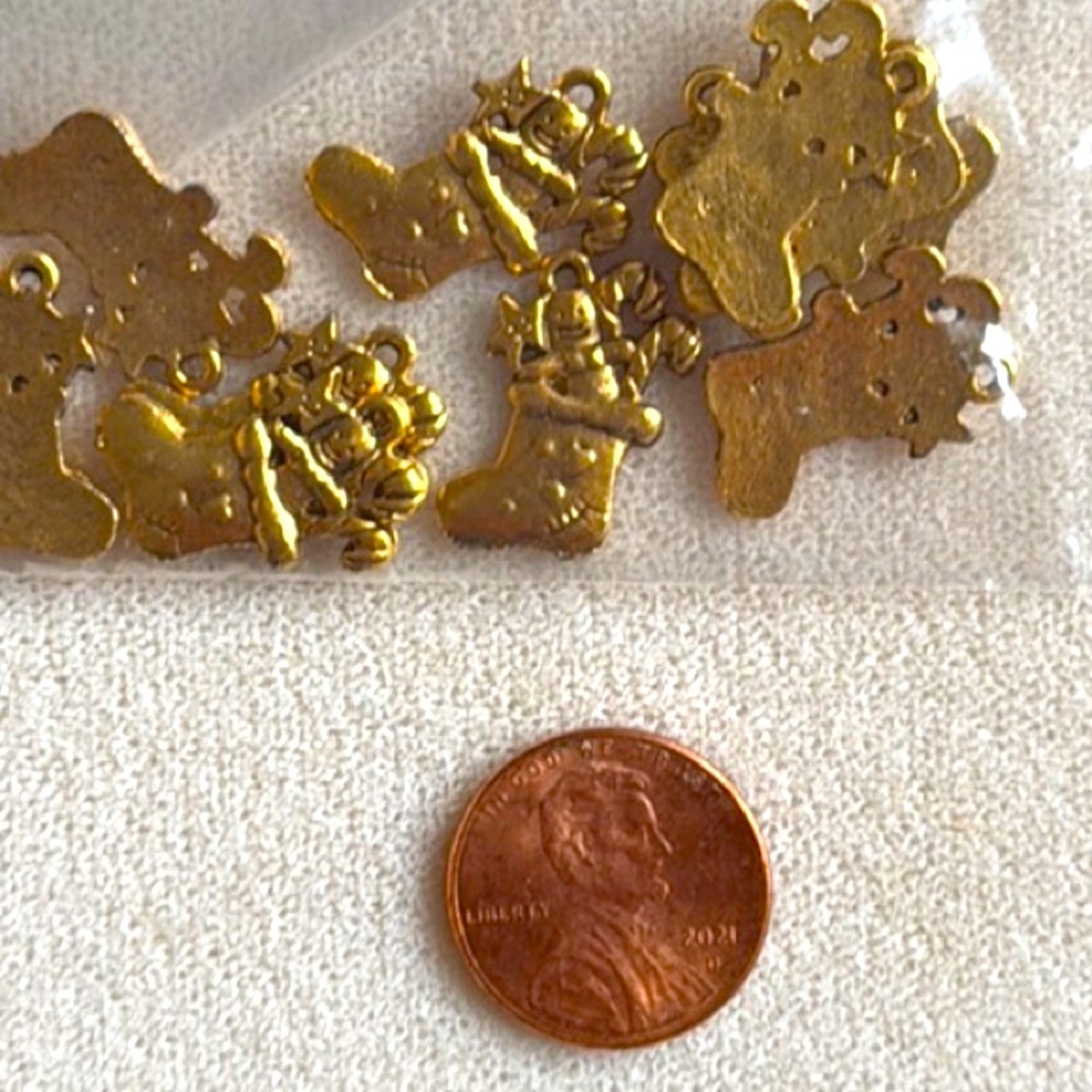 Antiqued Gold Toned Holiday Charms Collection - Picture 3 of 5